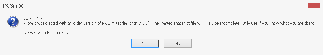 Snapshot export warning